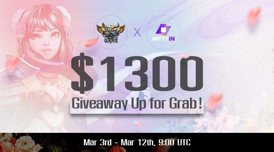 AirdropsGun's tweet photo. 🚀 Giveaway: DeHeroGame x NIFTYIN 
💰 Value: $1300
🎁 Referral: +10 Entries
📆 End Date: 12th March 2023
⏳ Distribution Date: TBA

🎐Giveaway Link  : https://t.co/SSe9pCjEuj

 @DeHero_official   #AirdropsGun  #Giveaway #DYOR #NFA #cryptocurrency https://t.co/3lSFhd62C2