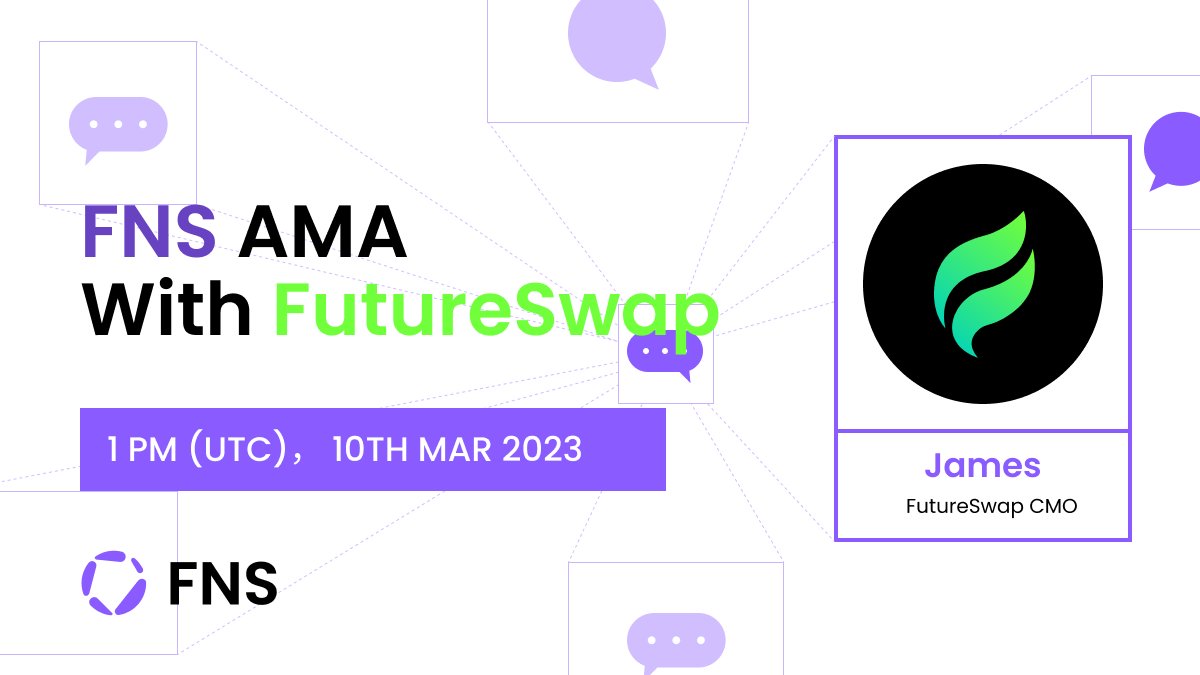 tobias_even's tweet photo. @future_swap &amp; @FnsInfo #AMA 

🎯 AMA Room: https://t.co/REuKiPX3cm
⏰ Time: 1 PM (UTC), 10th Mar 2023

Rewards: 1,000 ＄FS for 10 people
🤩5 from Twitter  
💰5 picked during #AMA

Rules:
1⃣ Follow @future_swap  &amp; @FnsInfo
2⃣ Like+RT+Tag 3 friends

#FNS #AMA #FutureSwap https://t.co/yq6ss2asuj