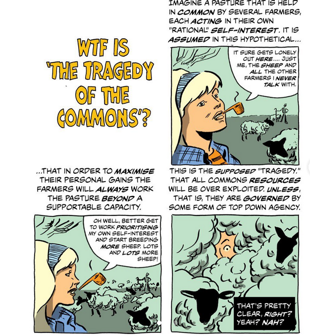 future_natures's tweet photo. Why does 'The Tragedy of the Commons' continue to lurch zombie-like through the public imagination? Here's a sneak peek of our next comic - watch this space... https://t.co/VU7TbtyDxm