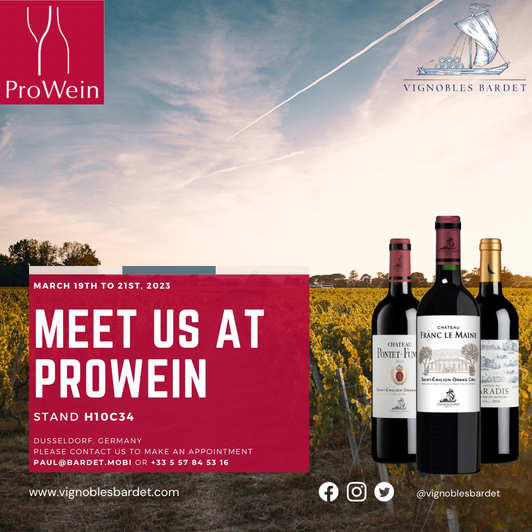 Meet us at <a href="/ProWein/">ProWein</a> 2023

We are delighted to announce our participation at ProWein event in March.
📍Venue: D-40474 Düsseldorf, Am Staad - Germany
📅 Dates: From the Sunday 19th to the Tuesday 21st of March 2023.
⏰ Opening times : 9 am - 6 pm
Stand: H10C34