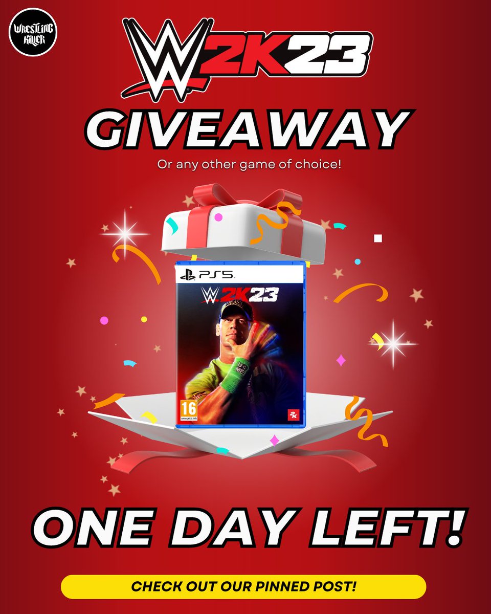 wrestlingkill3r's tweet image. 🚨 #WWE2K23 Giveaway 🚨

Only ONE DAY LEFT in our #WWE 2K23 giveaway! Like, RT &amp;amp; tag a friend now to gain ANOTHER ENTRY &amp;amp; increase your chance of winning!

The winner will be announced tomorrow during #SmackDown!

Check out the post below for more details on how to enter!👇👇👇