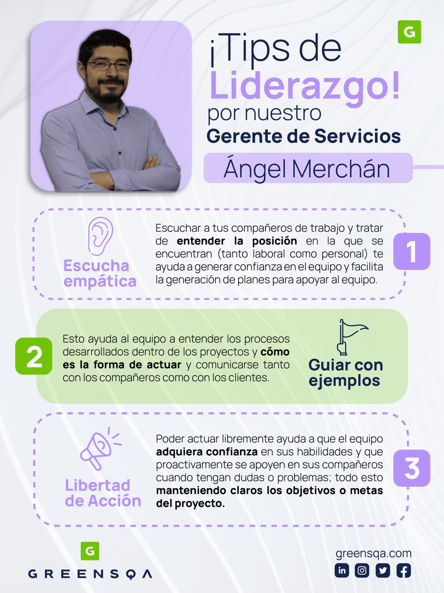 Conoce tres tips de liderazgo que nos brinda nuestro gerente de servicios #begreen #liderazgo
