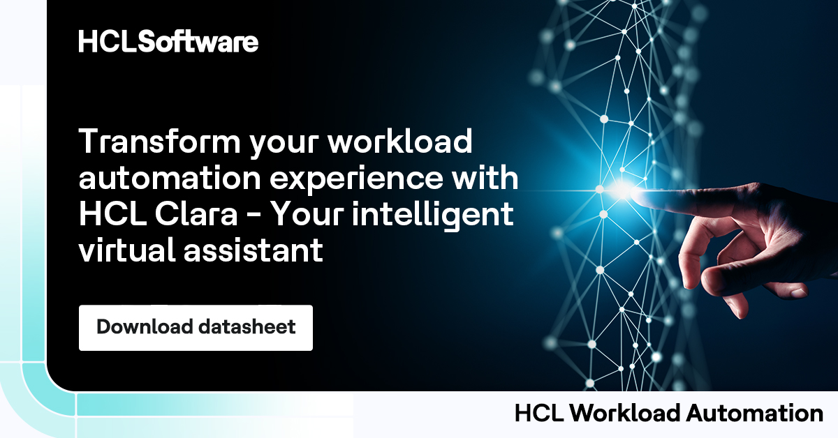 hclautomation's tweet image. Simplify your workload management experience with #HCL Clara - the intelligent virtual assistant designed to enhance your experience with #HCLWorkload Automation.
Learn more: hclsw.co/nzxcz4