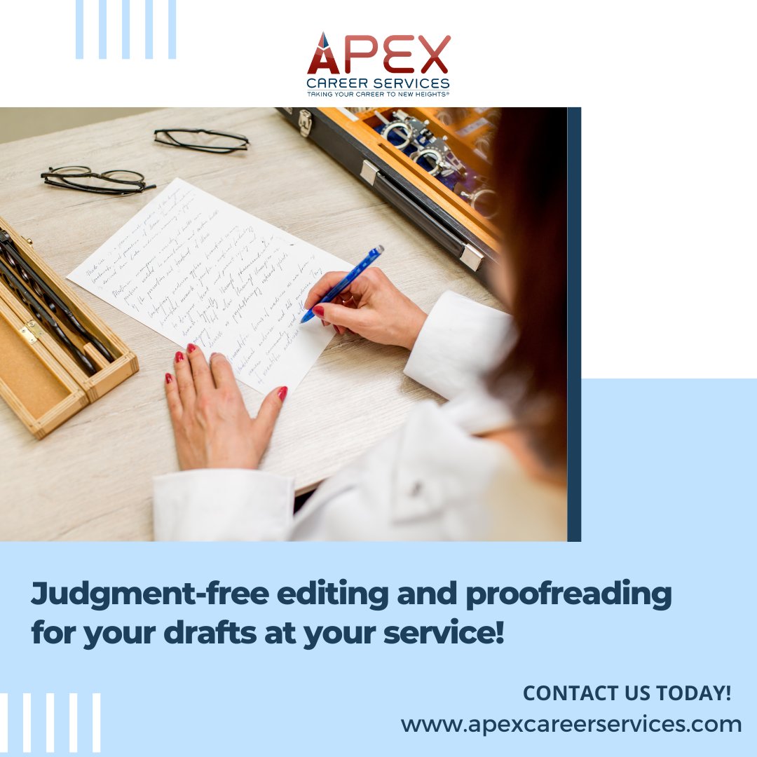 APEXCareerSvcs's tweet image. Our expert wordsmiths are determined and committed to polishing your writing.

To find out more, Visit: apexcareerservices.com/academic-disse….
.
.
#APEXCareerServices #EditingAndProofreading #DissertationCoaching