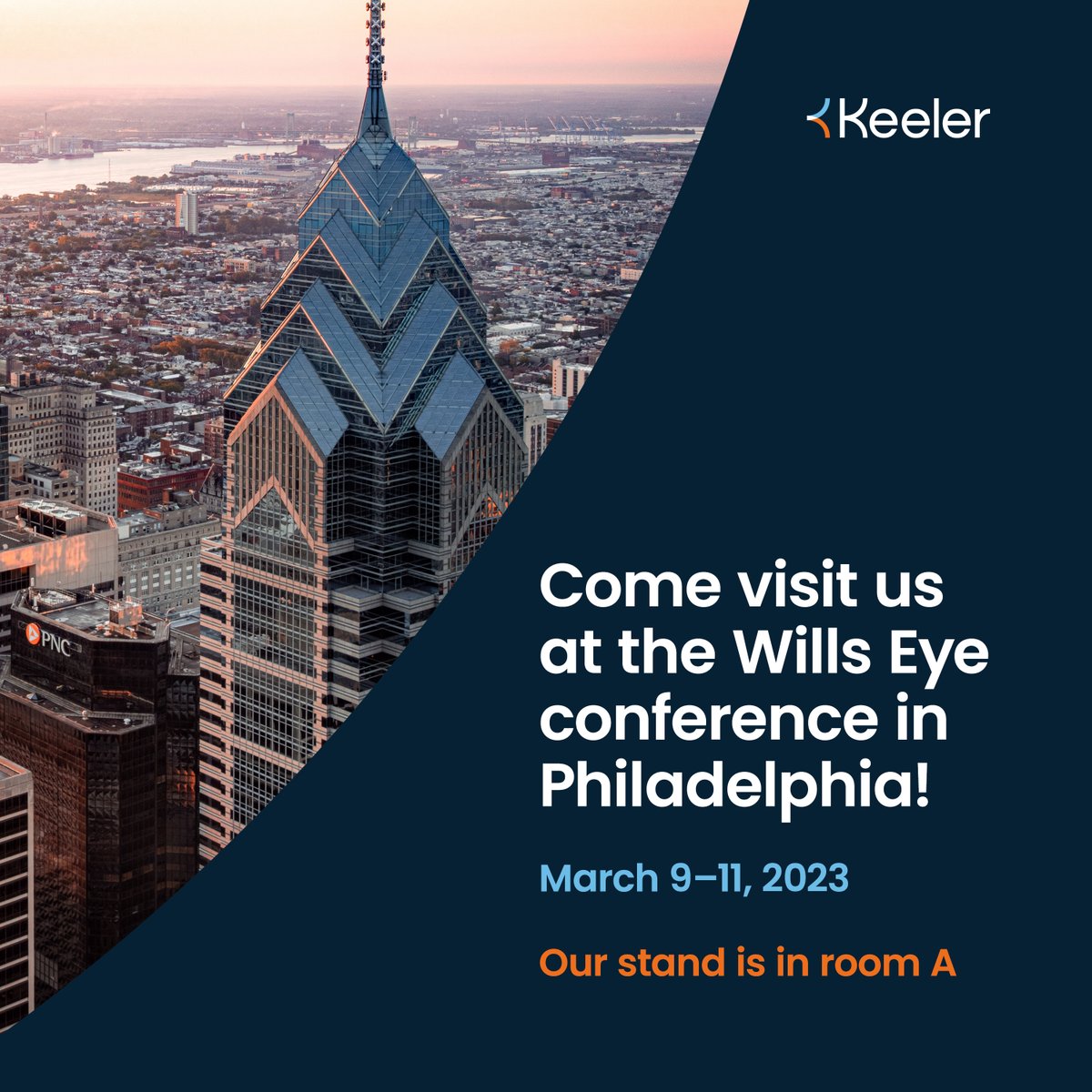 Visit us at Wills Eye's conference in Philadelphia beginning today and running until 11th March.
You can find us in room A. 
Talk to John Feyock, Jr. and Melissa Walton about how Keeler can benefit your practice.

#Keeler #WillsEye2023 #philadelphia