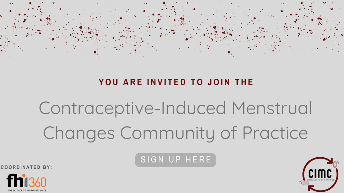 InnovateFP's tweet photo. Are you a researcher, policymaker, implementer, provider, or advocate in menstrual health or family planning, interested in the topic of contraceptive-induced #menstrualchanges?

You're invited to join the CIMC Community of Practice! More here: https://t.co/qokY193h8c @cbpolis https://t.co/6Zc2ohIzhX