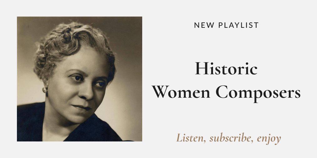 Enjoy our celebration of #womencomposers from medieval to 20th century periods. 

We include works by Hildegard von Bingen, Cécile Chaminade, Chiquinha Gonzaga, Dora Pejačević, Pauline Viardot + Florence Price.

Listen: bit.ly/3J69ftV

#IWD2023 #WomensHistoryMonth