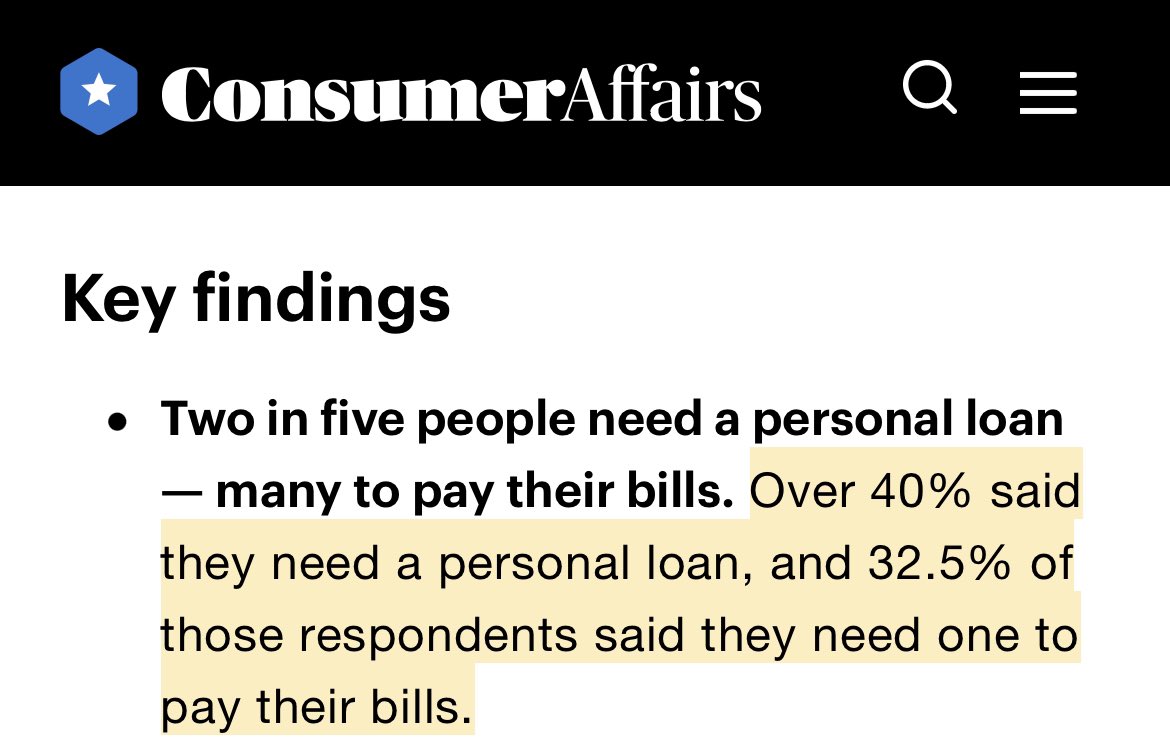 This blows my mind. New study finds 40% of Americans need a loan and most opt for credit debt 🤯 APRs are wild right now! @ConsumerAffairs consumeraffairs.com/finance/person…