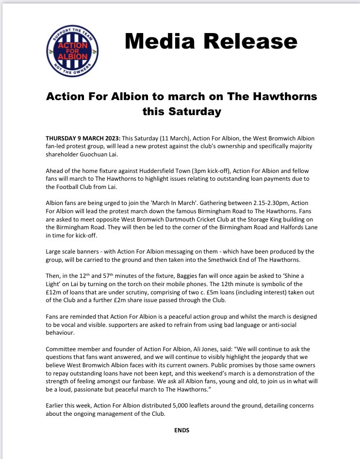Please find below our media release for Saturday. Tag away guys 👍🏻⬇️