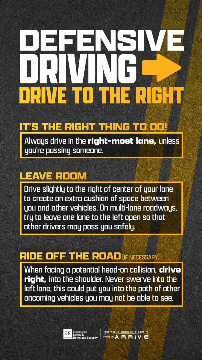 THPMemphis's tweet image. It’s simple: Drive right and pass left! ➡️➡️➡️ #DefensiveDriving