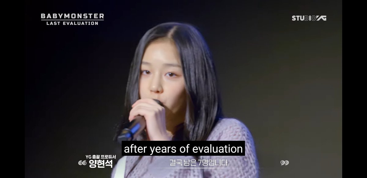 acenqueens's tweet photo. YG: "The 7 BABYMONSTER Members are those who are selected after years of evaluation."

WE'RE GETTING OT7 FOR BABYMONSTER. WE WON

BM LAST EVALUATION EP1
#BABYMONSTERLastEvaluation https://t.co/uzhLrcedJU