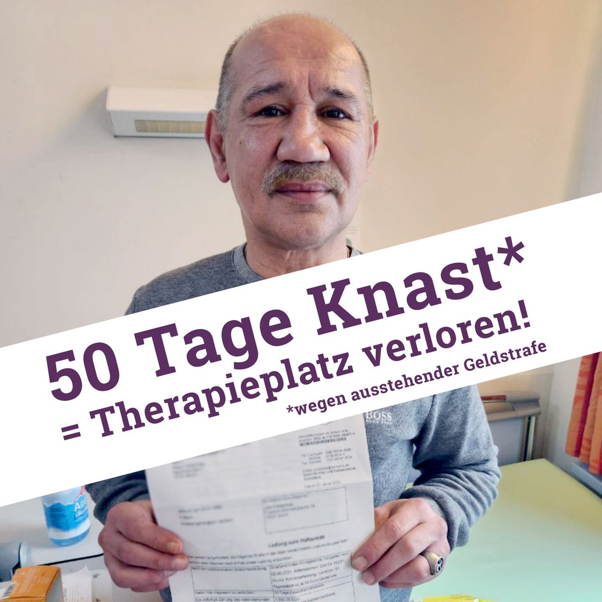 Vor kurzem erreichte uns eine Nachricht von Hasan, der uns bat, auf ihn und seinen Fall aufmerksam zu machen. Der Fall führt die Menschenverachtung, die hinter der #Ersatzfreiheitsstrafe steckt, unmissverständlich vor Augen.