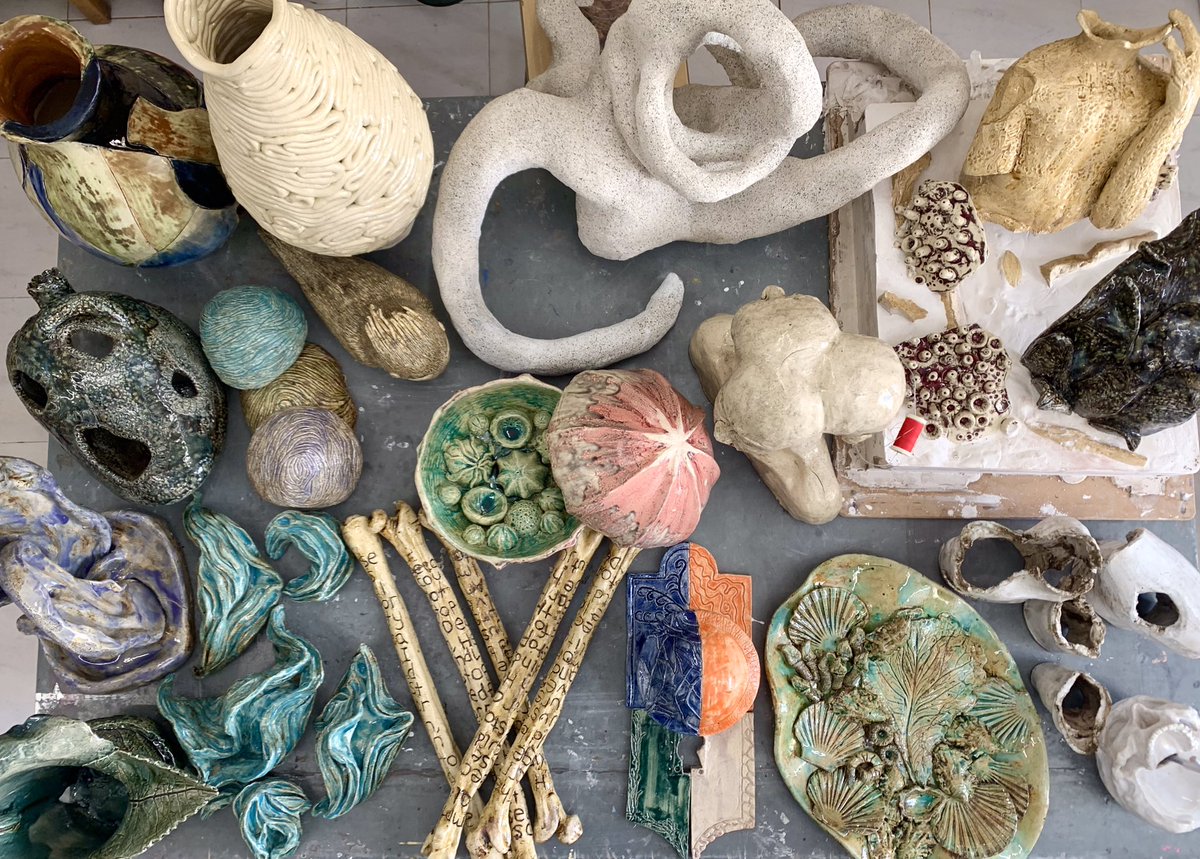 An eclectic collection of glazed and finished course work sculptures ready for the GCSE #StJuliansY11 celebration exhibition on Friday, June 2nd. 

Save the date! 

<a href="/StJuliansLisbon/">St Julian's Lisbon</a> #TheJoyOfLearning #StJuliansArt