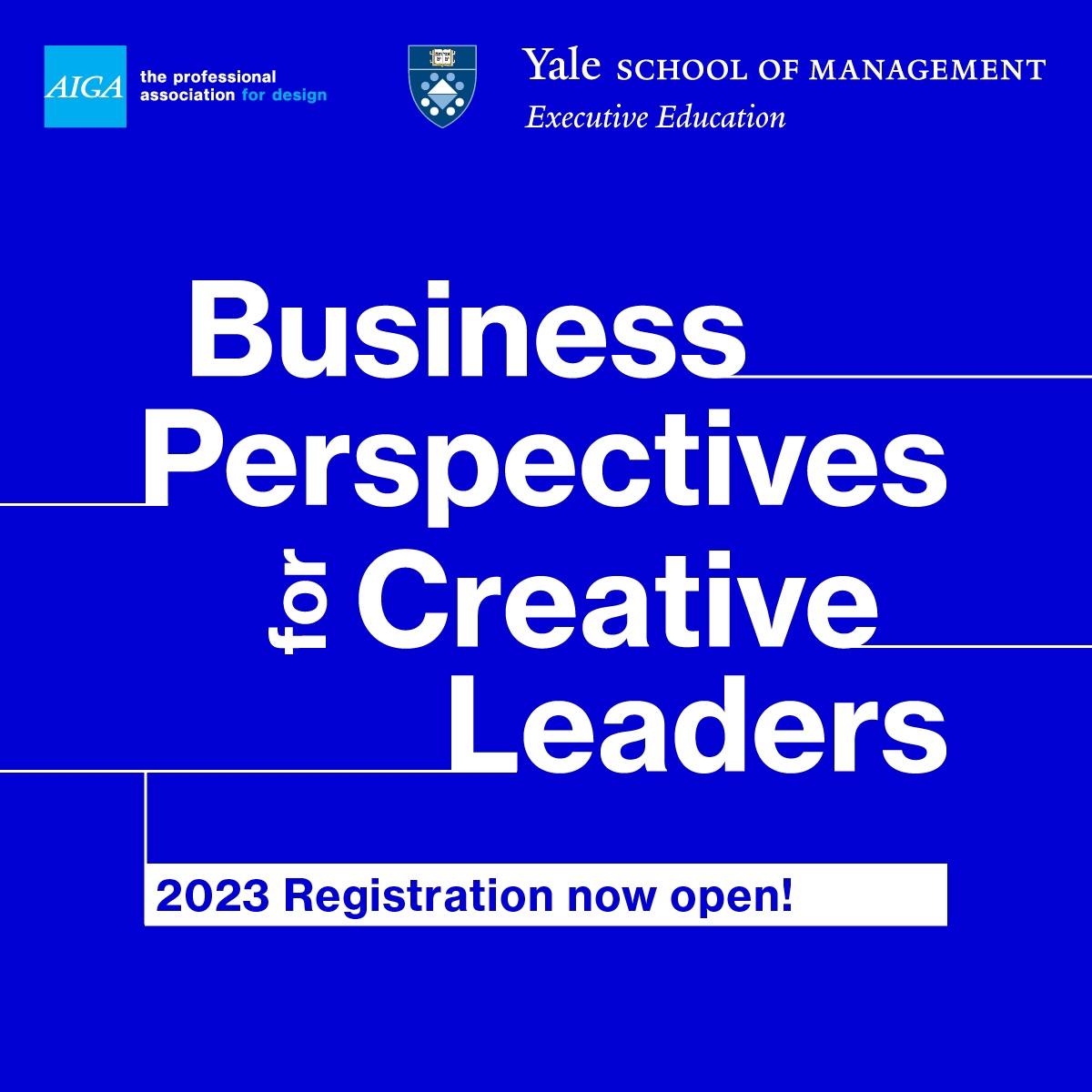 Calling all creative leaders! 📢 Registration is now open for the <a href="/YaleSOM/">Yale School of Management</a> Business Perspectives for Creative Leaders, starting April 27. Want to learn more? Listen to this podcast with Rodrigo Canales and @michaelbierut: bit.ly/3mHlGF1 #AIGA #Design