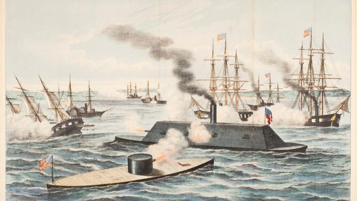 DrPnygard's tweet image. Today in 1862, the steam-powered, iron-fortified warships the Union's #USSMonitor &amp;amp; the Confederate's #CSSVirginia fought each other for hours off Hampton Roads, VA. The first battle between iron-fortified battleships ended in a draw, and made obsolete many of the world's navies.