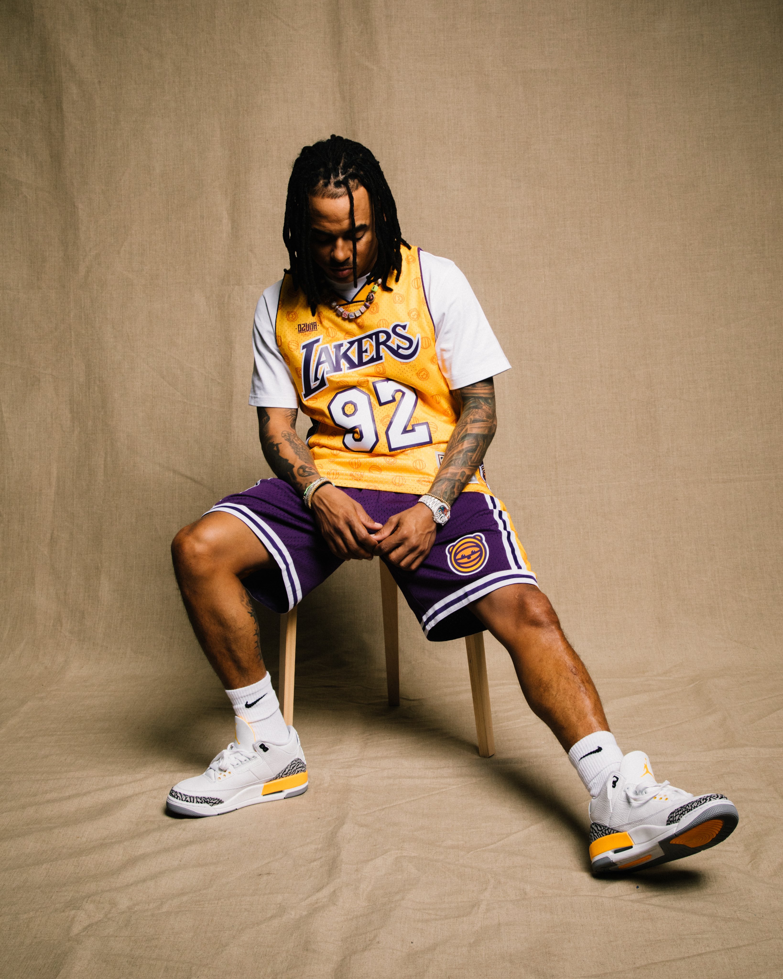 A Bathing Ape x M&N Los Angeles Lakers Jersey Shorts - Orange