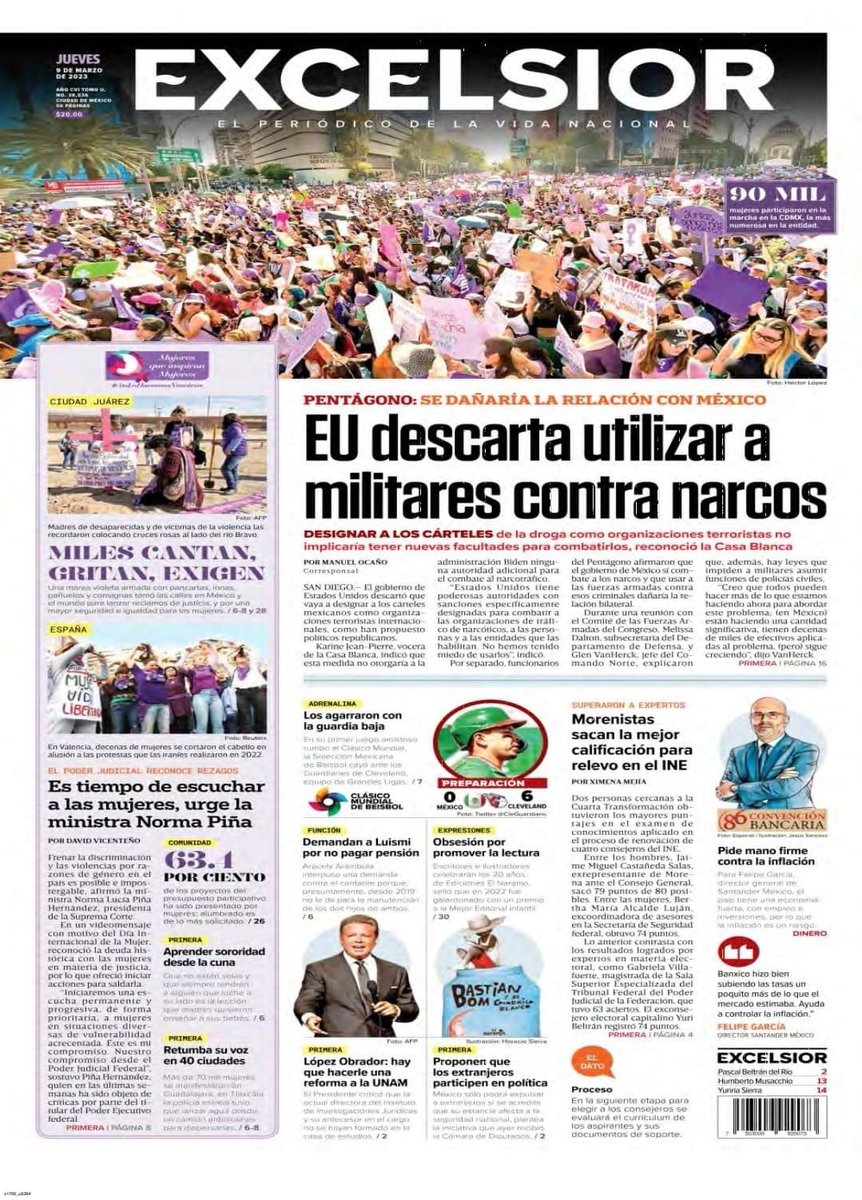 #Noticias | Primeras Planas de este Jueves 09 de Marzo 2023 📰📲

🗞️ ||| Estas son las portadas de los periódicos de circulación nacional.

#PrimerasPlanas #NoticiasdeHoy #SinMiedoALaVerdad 📣🔥

1/2