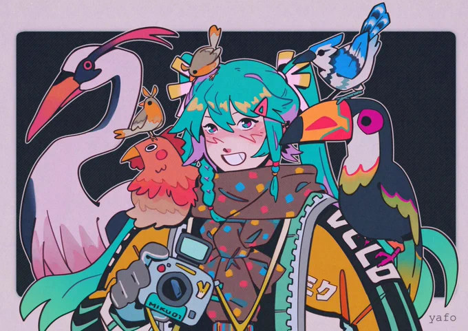 Happy Miku Day!!here's meek and the uhh vocabirds…?#hatsunemiku #初音ミク 