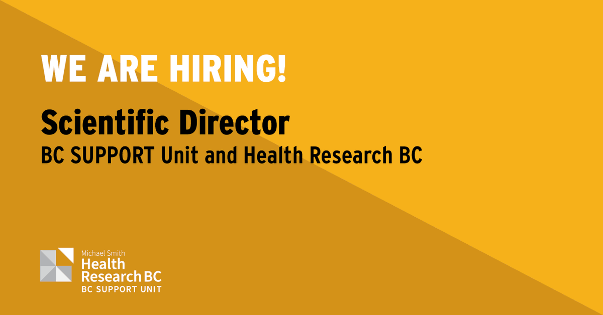 We are hiring! Scientific Director (part-time up to 0.5 FTE). Help lead meaningful work and make a difference in BC's health research community. msfhr.bamboohr.com/careers/79