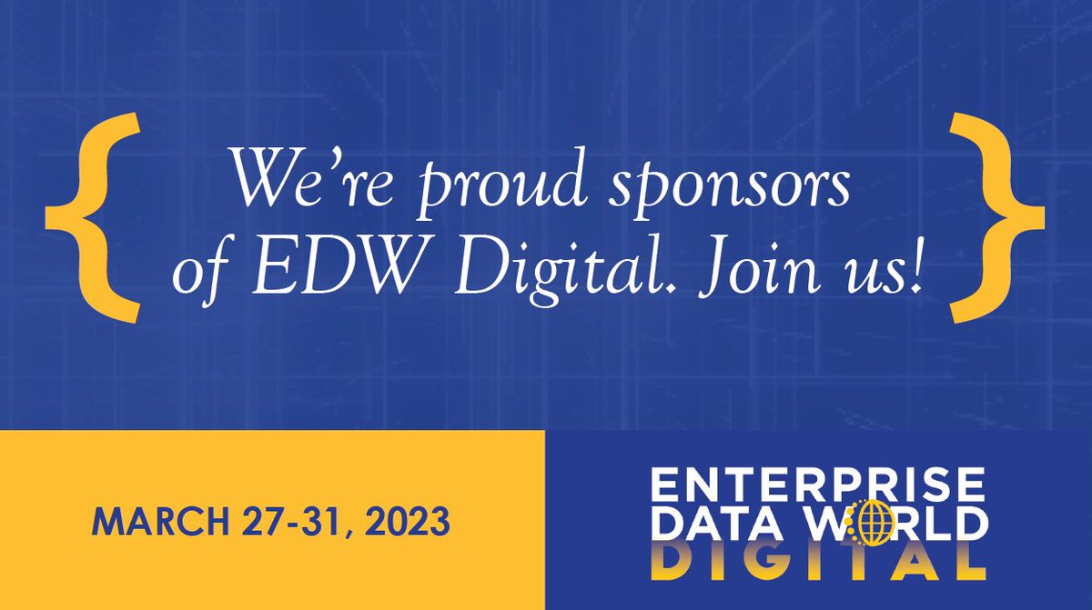 collibra's tweet image. We are a proud sponsor of Enterprise Data World Digital. Join us on March 27-31st. Register here: ow.ly/aJTi50NcBR5

#dataintelligence #dataworld
