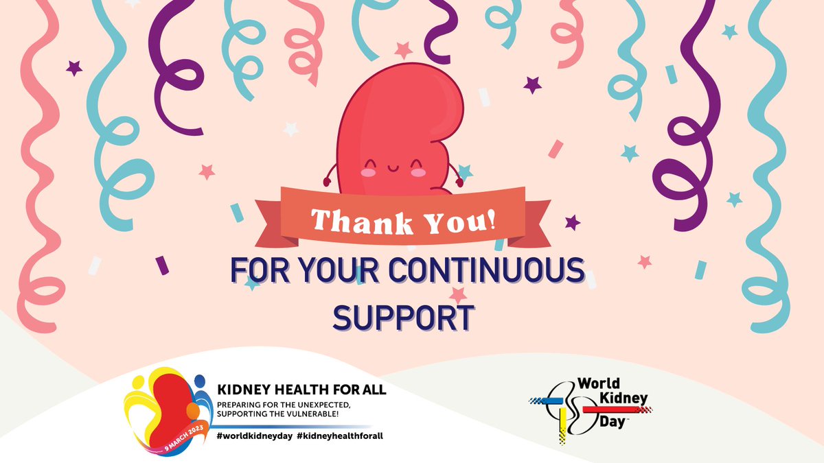 Thank you for celebrating #WorldKidneyDay with us this year! Your support on this special day means a lot to us and thanks to your help we keep increasing awareness about kidney health! #KidneyHealthForAll #RaiseAwareness
