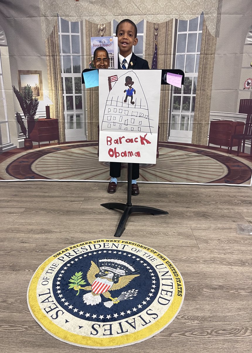 BlessedPalm's tweet photo. My son “PJ” made a presentation ⁦@Standrewsfp⁩ and he did a tremendous job as ⁦@BarackObama⁩ He thinks they have the same ears and #lookalike Because of ⁦@BarackObama⁩ he wants to be #President #Thanks #education #empowerment #proud #achievement #greatteacher https://t.co/vEK9MXgaXv