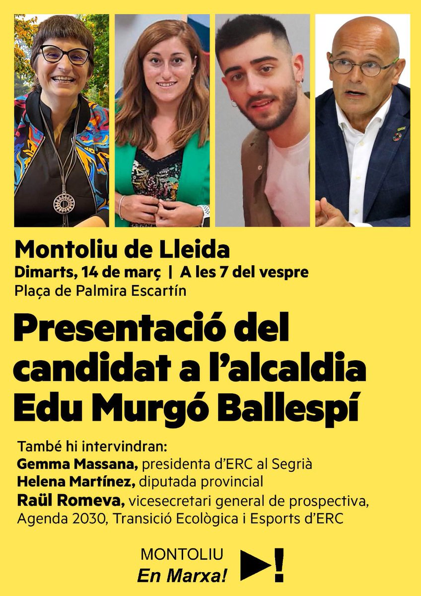 La setmana vinent <a href="/raulromeva/">Raül Romeva i Rueda</a> visitarà el #Segrià per acompanyar als nostres candidats a conèixer la comarca. Si voleu venir, ens trobem a #Aitona i #Montoliu!
#EscrivimelfuturdelSegrià #Útils