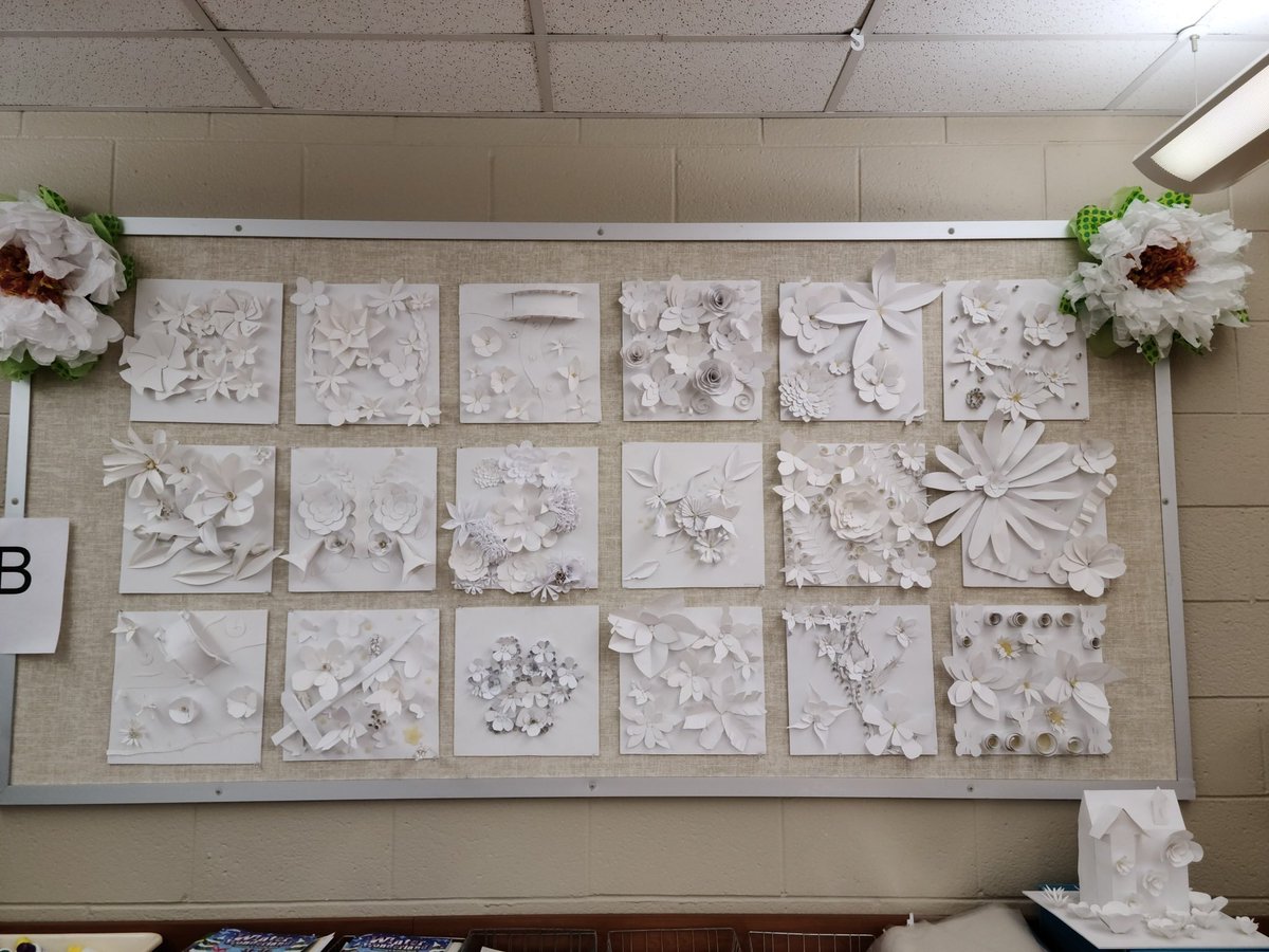 Student in 3D Design class at Churchill JHS completed a wall flower project this month. Such a beautiful art display! #njartsschoolsmonth