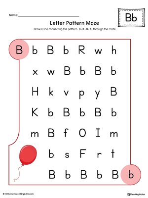MyTeaching's tweet image. Letter B Pattern Maze Worksheet (Color). @MyTeaching myteachingstation.com/reading/alphab…