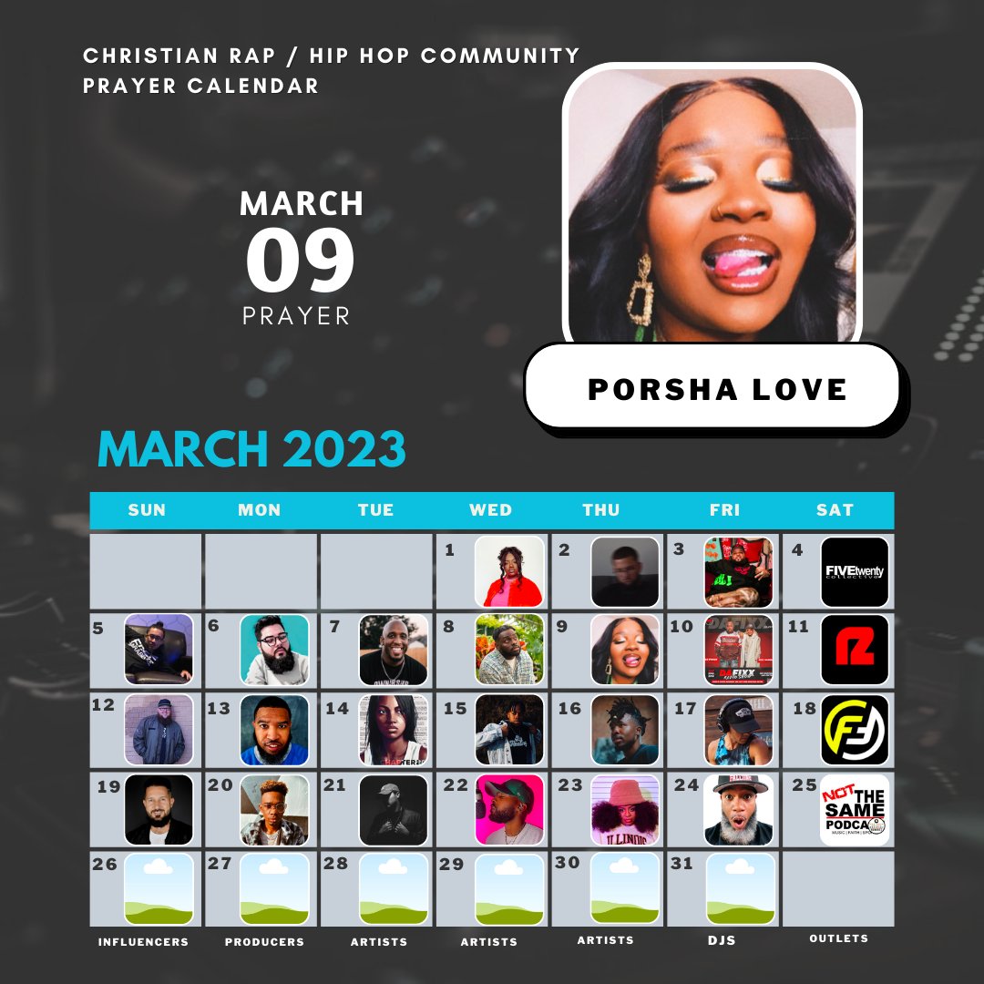 dj_b_plus's tweet photo. Today we're praying for:
@iamporshalove 
 
You have such a dope heart for people and of course, you are super talented! Please let everyone know how we can be praying for you &amp; your family! 

Let’s flood ‘em with our encouraging words today!
#CHHPrayerCalendar #Hebrews4n16 https://t.co/FcapErV41S