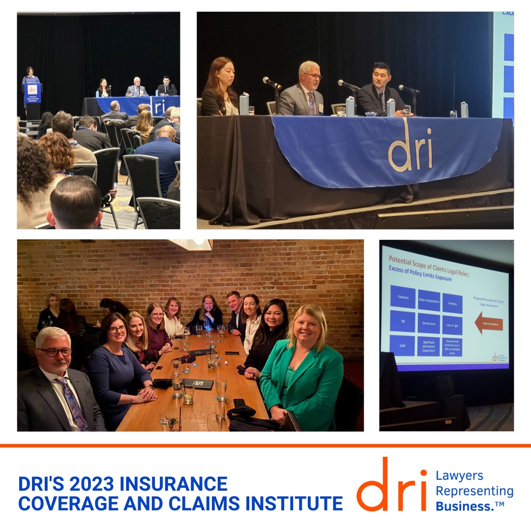 DRICommunity's tweet photo. Thanks for joining us yesterday for the first day of DRI’s 2023 Insurance Coverage and Claims Institute in #Chicago! 

#DRICommunity #DRILawyer #Lawyers #Litigation #Law #LawFirms #DRIInsurance https://t.co/Fr8ApFxiJL