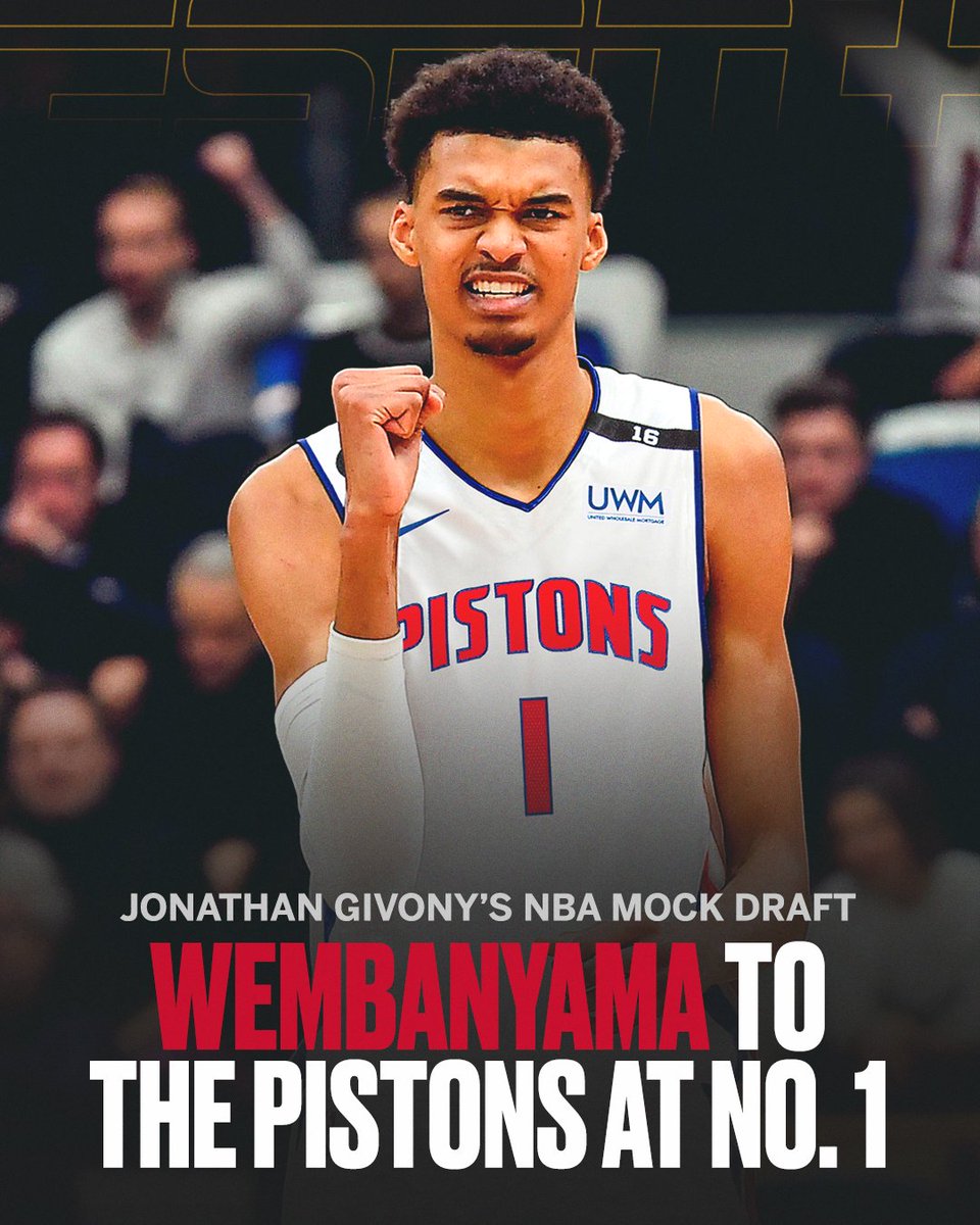 espn's tweet photo. Wemby to the Motor City? 🚗

@DraftExpress' latest NBA mock draft has dropped on @ESPNPlus ➡️ https://t.co/txDsLM7xtr https://t.co/3uKHbeEOzN
