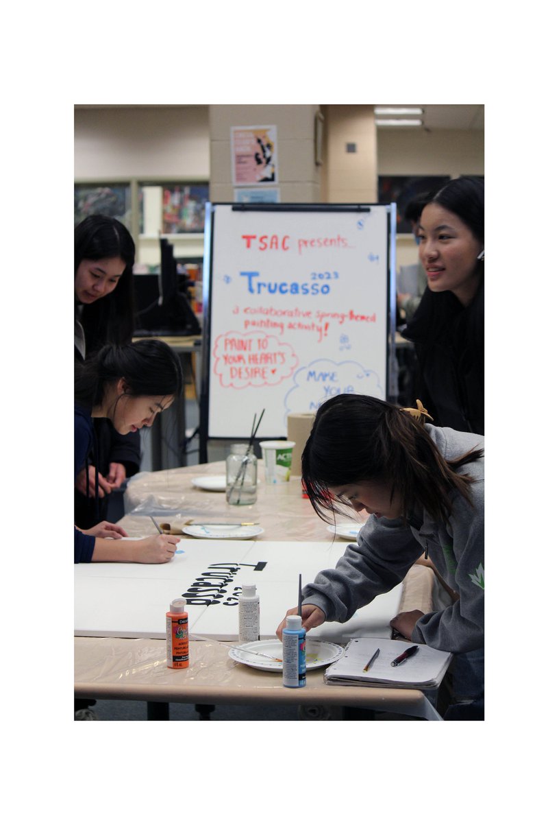#tsac presents Trucasso 2023, a collorative spring-themed painting event!  Join us in the #trudeauhs library to express your creative side!