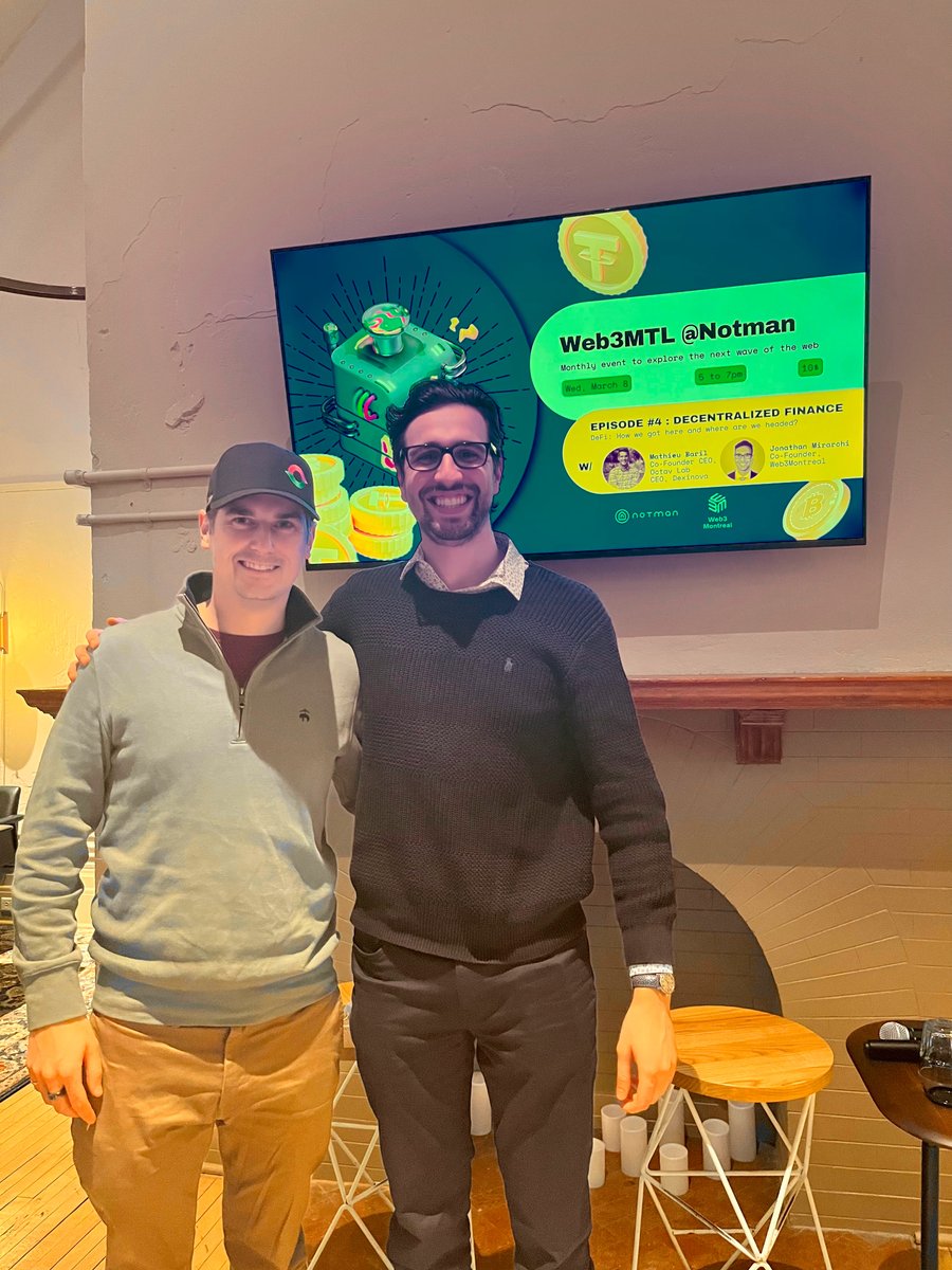 Octav (@octavfi) on Twitter photo Big shoutout to <a href="/Web3MTL/">Web3MTL</a> for hosting an informative and insightful workshop on DeFi 🤓
Thanks to both <a href="/OvrCldJonny/">Overcollateralized Jonny</a> <a href="/mbaril010/">mbaril010.eth 🦇🔊</a> for your efforts in educating the community, this is greatly appreciated!
#DeFi #Web3 #notfinancialadvice #doyourownresearch Big shoutout to <a href="/Web3MTL/">Web3MTL</a> for hosting an informative and insightful workshop on DeFi 🤓
Thanks to both <a href="/OvrCldJonny/">Overcollateralized Jonny</a> <a href="/mbaril010/">mbaril010.eth 🦇🔊</a> for your efforts in educating the community, this is greatly appreciated!
#DeFi #Web3 #notfinancialadvice #doyourownresearch