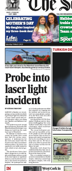 cronin_siobhan's tweet photo. This is a shocking story - a laser light being trained on a rescue helicopter in #westcork - read the full story in this week's @SouthernStarIRL - out today, in shops and online. https://t.co/FeY6cdAfMZ