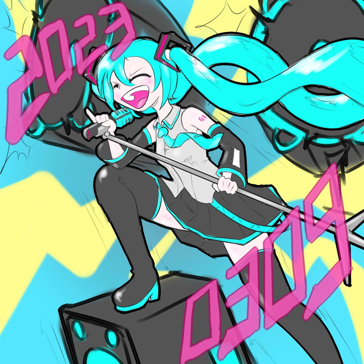 ただでさえ元気なミクさん
#ミクの日2023 