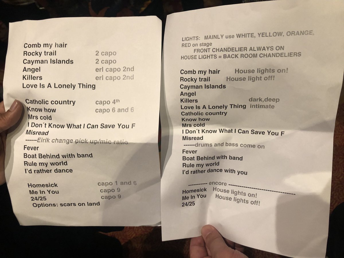 Kings of Convenience sound and lighting setlists.