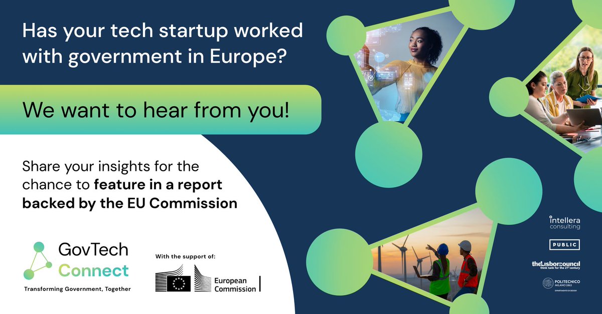 📣: Europäische #GovTech-Startups aufgepasst: @GovTechConnect  interessiert sich für eure Erfahrungen in der Zusammenarbeit mit der öffentlichen Hand.
🇪🇺Helft mit euren Insights der europäischen GovTech-Community und füllt hier die Umfrage aus ⬇️:
ec.europa.eu/eusurvey/runne…