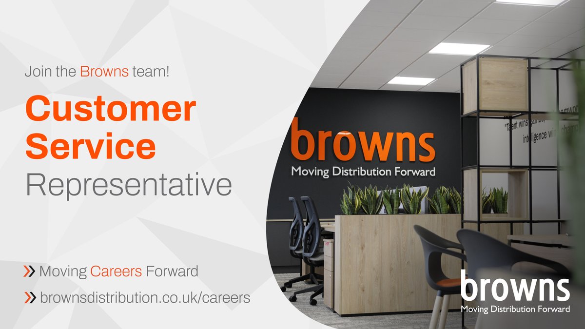 We're #hiring!

As we continue an exciting period of growth and success, we're looking for our latest Customer Service champion to join our trailblazing team. 🏆

Be part of the next chapter at Distribution House!
brownsdistribution.co.uk/vacancies

#MovingCareersForward