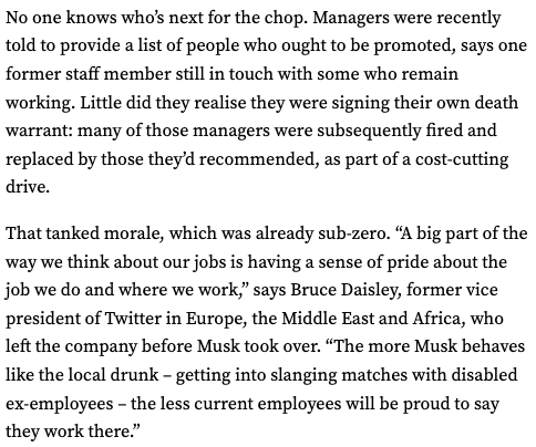 buccocapital's tweet photo. Elon asked managers to make a list of people to promote

Then fired the managers and replaced them with their cheaper recommendations

Lol. Lmao. https://t.co/qL4JZWaT8d