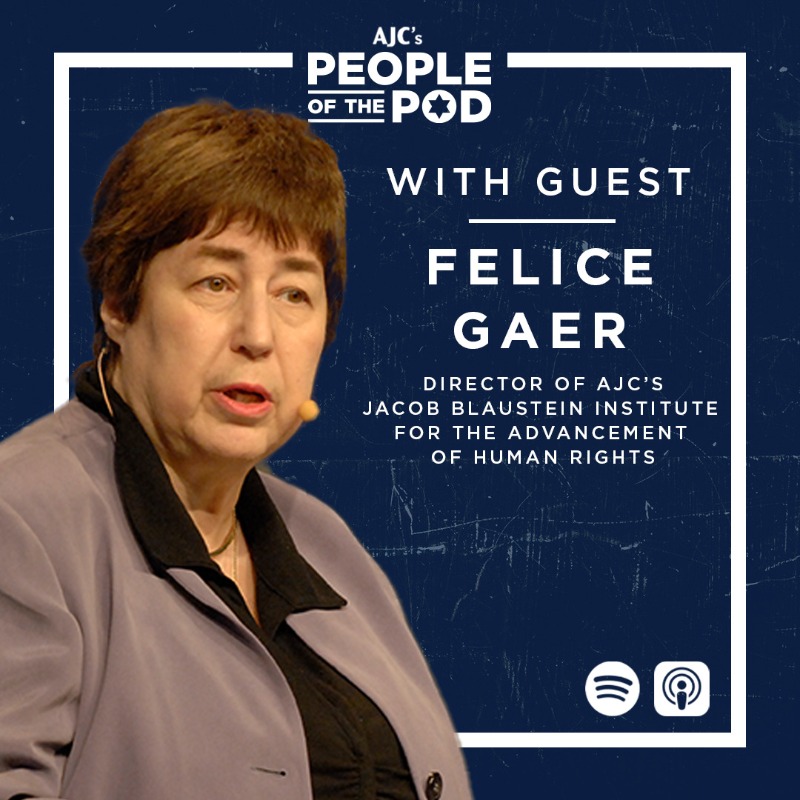 AJCGlobal's tweet photo. 📢 To celebrate #WomenHistoryMonth, we welcomed to the podcast one of the world’s most effective champions of women’s rights, human rights, and democratic values, AJC’s head of @JBI_HumanRights, Felice Gaer.

🎧 Tune in here: