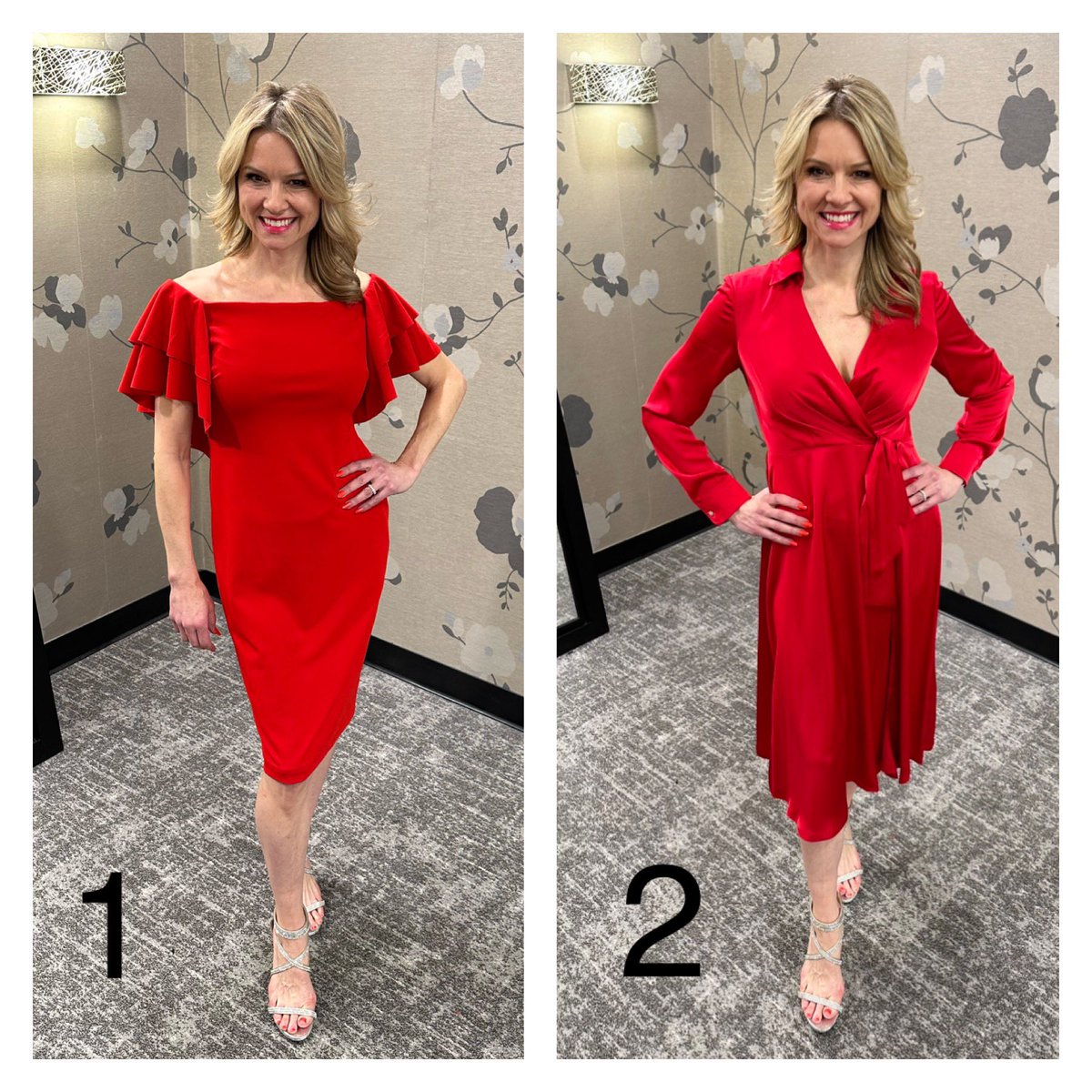 Help me choose a dress! Hosting Go Red for Women today for the @ahanevada ❤️ Which dress should I wear? 💃 1 or 2?