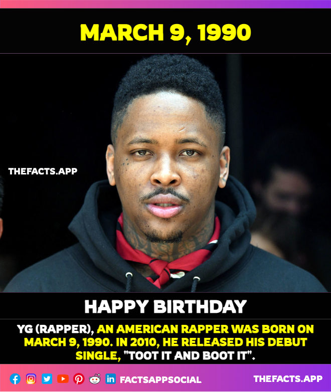 factsappsocial's tweet photo. #OnThisDay #DidYouKnow #KeenonDequanRayJackson aka #YG (@YG), American rapper was born on March 9, 1990. In 2010, he released his debut single, "Toot It and Boot It", signed with #YoungJeezy's imprint #CTEWorld. #MyNigga
https://t.co/lvGnJjEWln https://t.co/g9KsOAqYfu