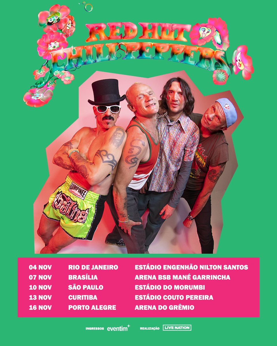 🇧🇷 ❤️ 🇧🇷 

Artist Presale begins March 13
Tickets go on sale March 15

redhotchilipeppers.com for more info and tickets