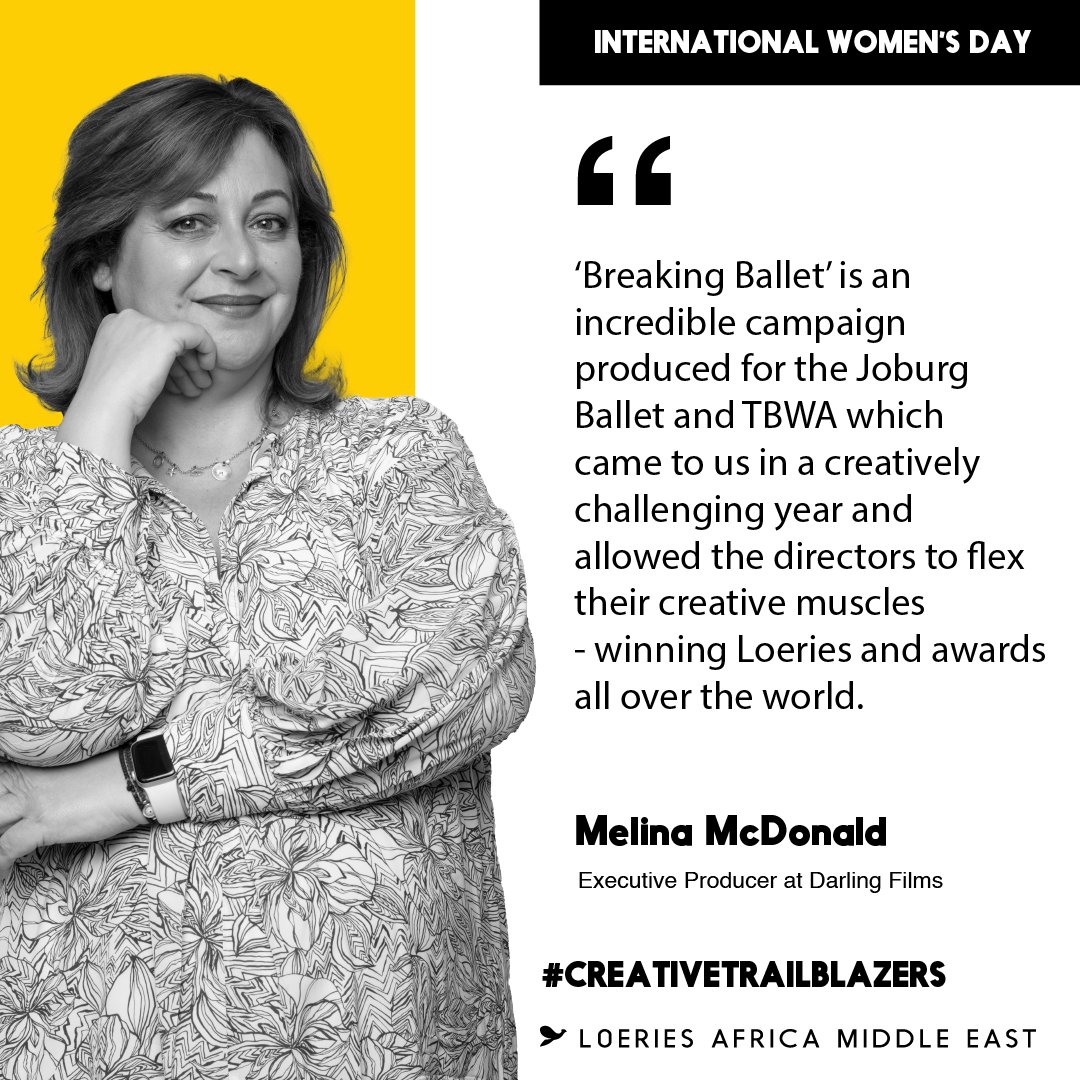 The international women's day celebrations continue Melina McDonald. Melina describes her Loeries winning moment for the campaign, Breaking Ballet. #Loeries2023 #Creativity #BloodSweatTears