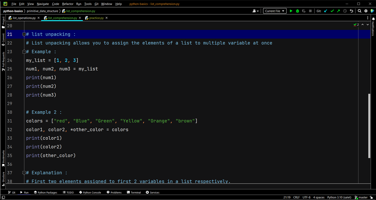SalaitSudhakar's tweet image. I completed day 8 of #100dayofcodechallenge. Today I learned and practiced the operations on the list like creating a list, adding, updating, and deleting elements in a list. And also practiced list comprehension in Python.

#Python 
#100DaysOfCode