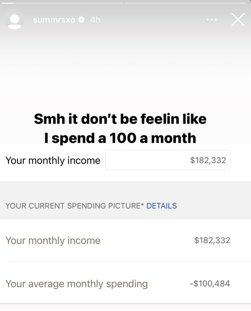 Kurrco's tweet image. Summrs shows off his monthly income &amp;amp; spending 👀