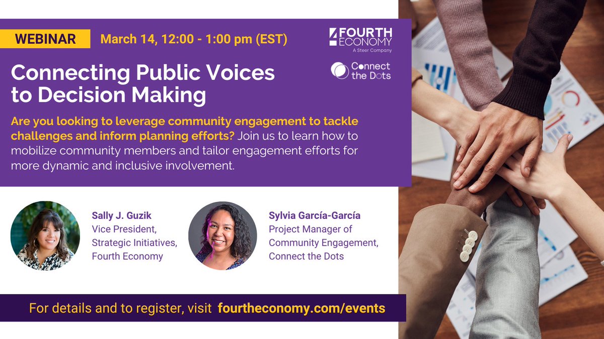 Sign up today! <a href="/FourthEconomy/">Fourth Economy</a> and #ConnectTheDotsInsights are hosting an interactive webinar and workshop on Tuesday, March 14, 12-1 pm EST. This event is free to attend, but registration is required. bit.ly/3HZIrv3

#webinar #workshop #equity #communityvoices