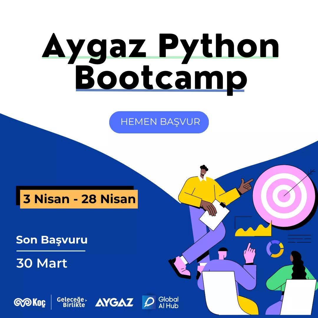 Aygaz Python Bootcamp Başlıyor! @AygazAS W-Energy for Technology iş birliğinde «10million.AI» projesi kapsamında organize edilen; ücretsiz, online programa başvurmak, staj imkanından ve girişimcilik eğitiminden yararlanmak için 👉 lnkd.in/da3XebZa