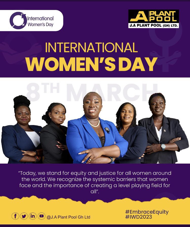 vessel4's tweet photo. @JAPPGH , we value and cherish our women. Happy International Womenβs Day. Always remember the SHE is the POWER π₯. #japlantpoolgh #IWD23 @JAPPGH @thejospongroup @macitah @mcphylz1 @vessel4 @DarksRoll @RoyaltyEmess @esifrimps #josponggoespurple https://t.co/RRiYHAw41F